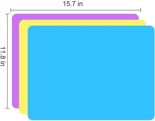 3 Pack Silicone mat Large Silicone Sheets for Crafts, Liquid, Resin Jewelry Casting Molds Mat, Silicone Placemat 15.7” x 11.8” (Blue& Purple & Yellow) - Crafty Corner