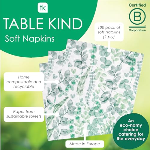 Table Kind 100 x Soft Eucalyptus Paper Napkins Disposable Serviettes for Weddings (100 Count)
