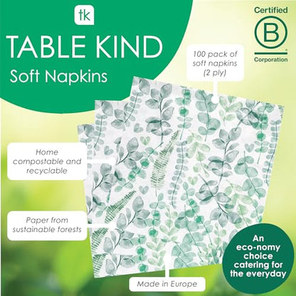 Table Kind 100 x Soft Eucalyptus Paper Napkins Disposable Serviettes for Weddings (100 Count)