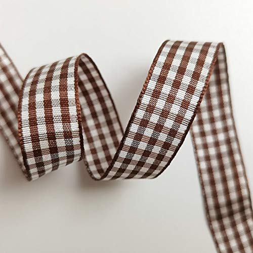 Brown and White Gingham Ribbon Buffillo Gingham Ribbon 25 Yards Each Roll 100% Polyester (75 Foot)