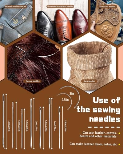 218 Yards Upholstery Thread Heavy Duty Waxed Leather Thread Sewing Kit (9 Count)