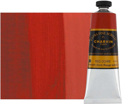 Charvin Extra Fine Professional Artist Acrylic Paint Colors, Nature Themed Hues, 150ml Red Ochre