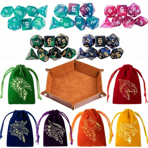 DND Dice Set 35 Pcs Polyhedral Dungeons and Dragons Rolling Dice Set (49 Count)