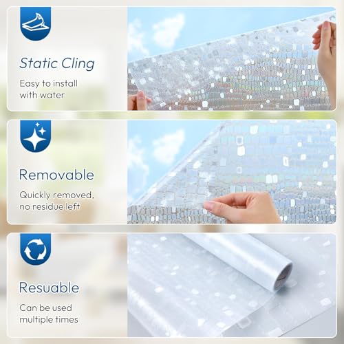 Window Privacy Film Decorative Rainbow Cling (38.48 Sq Ft)