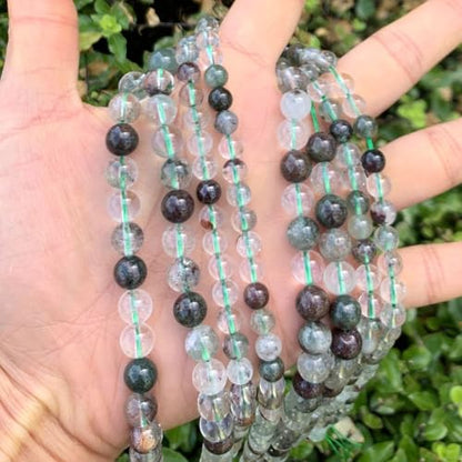 120pcs Adabele Natural Green Phantom Crystal Quartz Healing Gemstone 6mm Round Loose Beads Gem Stone Spacer for DIY Craft Jewelry Making GE7 (116 Count)