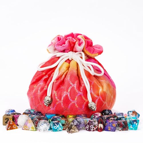 Large DND Dice Bag with Pockets Orange Storage Bag for D&D RPG Game (21 Ounce)