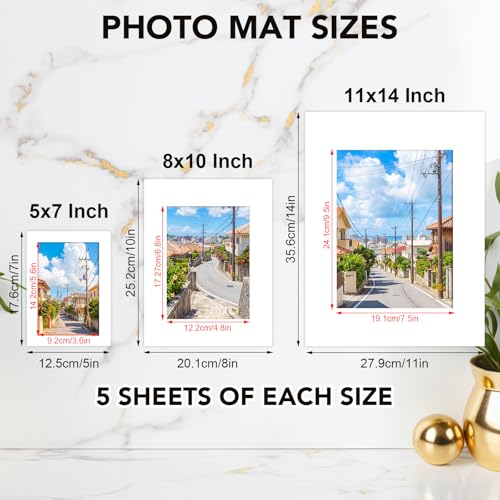 15 Pack White Picture Mats for 5x7