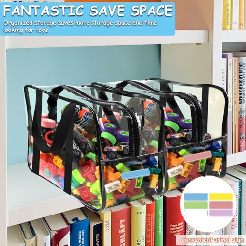 6 Pcs XXL Toy Storage Bags with Labels Reusable Clear Toy Organizer (6 Count)