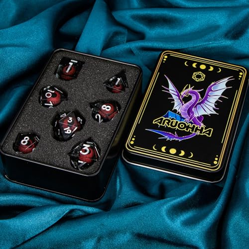 DND Resin Dice Dragon Eye Dice Liquid Core Red Sharp Edged Dice Set with Gift Box