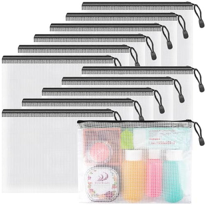 12 Pack A5 Black Mesh Pouch Zipper Bags (12 Count)
