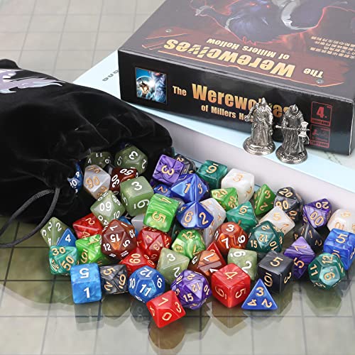 70Pcs DND Polyhedral Dice Set with Storage Pouch (10 Ounce)