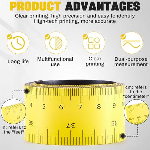 2 Pcs 39.37 Inch Magnetic Ruler Flexible Tape Magnetic Tape Measure with Both Inches and Centimeters