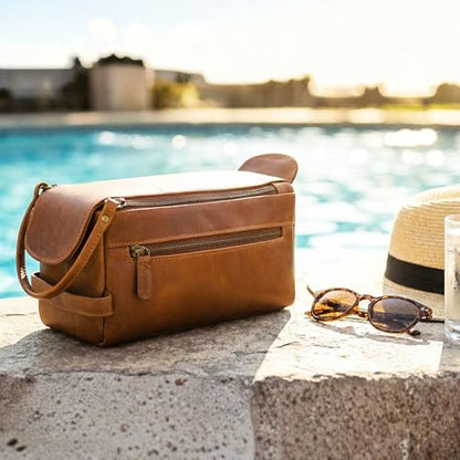 Full Grain Leather Toiletry Kit for Men & Women