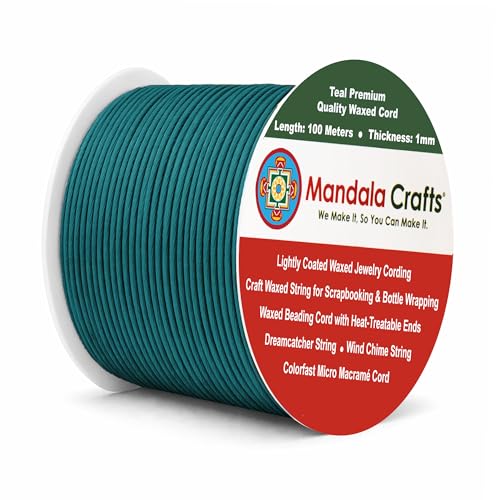 1mm Teal Cotton Waxed Cord for Jewelry Making (327 Foot)