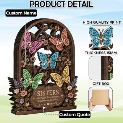 Personalized Sisters Butterfly Wooden Sign
