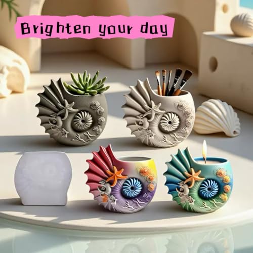 Sea Animal Candle Holder Resin Molds Silicone Epoxy Resin Jar Conch Shell Shaped Plaster Candle Holder Wax Molds