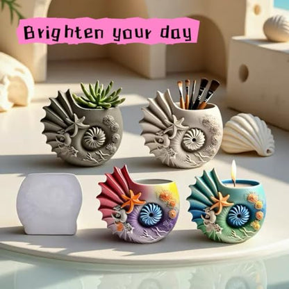 Sea Animal Candle Holder Resin Molds Silicone Epoxy Resin Jar Conch Shell Shaped Plaster Candle Holder Wax Molds