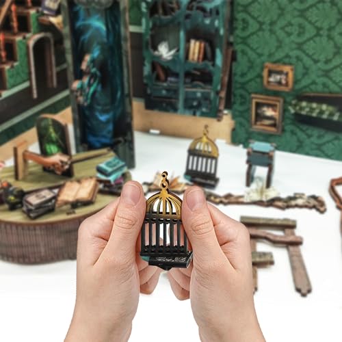 DIY Book Nook Kit 3D Wooden Puzzle DIY Miniature House Kit Magic Dollhouse Tiny House Bookshelf Dollhouse for Adults with LED Light
