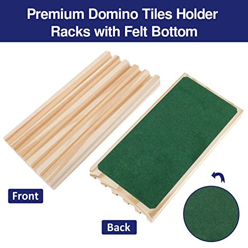 Wooden Domino Racks Set of 8 Trays with Felt Bottom for Mexican Train Dominoes Games