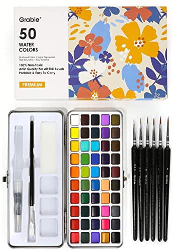 50 Color Watercolor Paint Set with Brush Pens (12.5 Ounce)