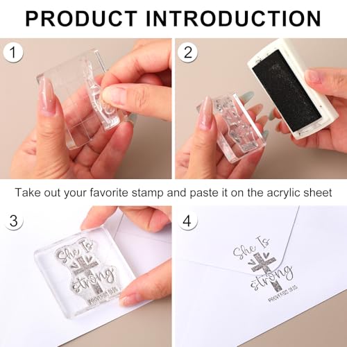 5 Sheets Bible Verse Clear Stamps Christian Jesus Silicone Transparent Stamps Greeting Words Border Stamp Cards for DIY Card Making Scrapbooking Embossing Album Decor (5 Count)