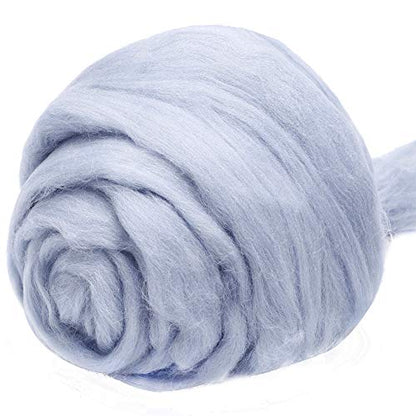 3.53oz Needle Felting Wool Roving for Needle Felting Ash Blue Felting Wool (3.5 Ounce)