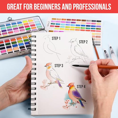 Premium Watercolor Paint Set Bundle with 100 Vibrant Colors for Adults
