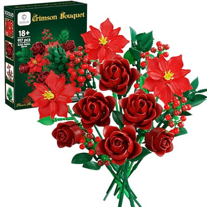 Rose Flower Bouquet Building Set for Adults