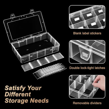 15 Grids Large Plastic Organizer Box with Adjustable Dividers