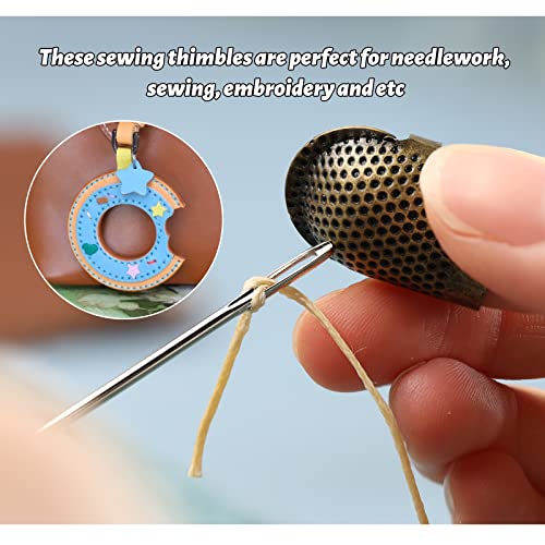 5 Pcs Sewing Thimbles Kit Metal Finger Protector Quilting Ring (5 Count)
