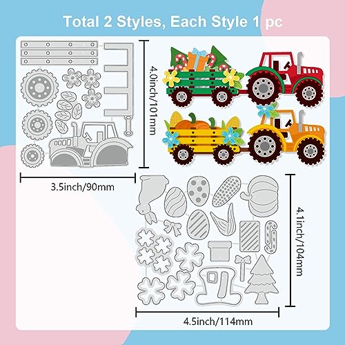 Gift Tractor Cutting Dies for Thanksgiving Day Christmas Card Making Pumpkin Christmas Tree Cut Die for DIY Scrapbooking Journal Embossing Paper Craft Decor