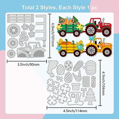 Gift Tractor Cutting Dies for Thanksgiving Day Christmas Card Making Pumpkin Christmas Tree Cut Die for DIY Scrapbooking Journal Embossing Paper Craft Decor
