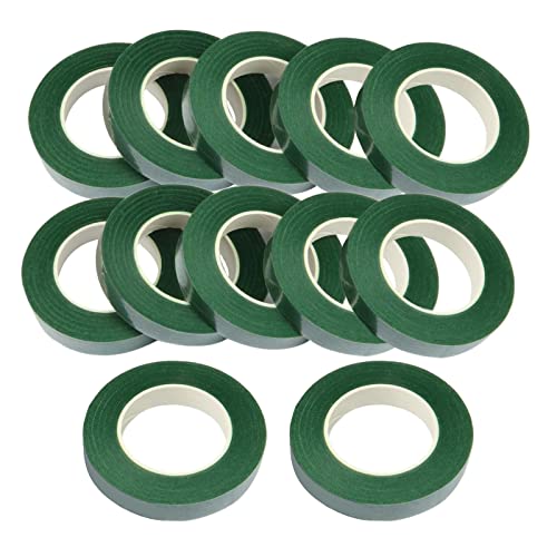 12 Rolls 1 2 Inch 30 Yard Green Floral Tape for Bouquet Stem Wrapping (12 Count)