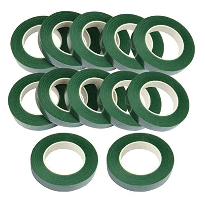 12 Rolls 1 2 Inch 30 Yard Green Floral Tape for Bouquet Stem Wrapping (12 Count)