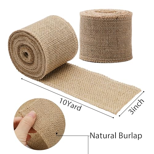 3 Inch Natural Burlap Ribbon 10 Yards (2 Count)