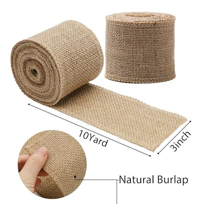 3 Inch Natural Burlap Ribbon 10 Yards (2 Count)