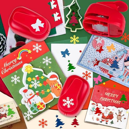 3 Pcs Christmas Punch Snowflakes Bow Xmas Tree Shape Punch for Cardstock (3 Count)