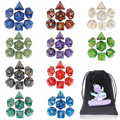70Pcs DND Polyhedral Dice Set with Storage Pouch (10 Ounce)