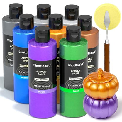 8 Colors Metallic Acrylic Paint (67.6 Fl Oz)