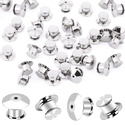 60Pcs Metal Locking Pin Backs for Enamel Lapel Badges (60 Count)