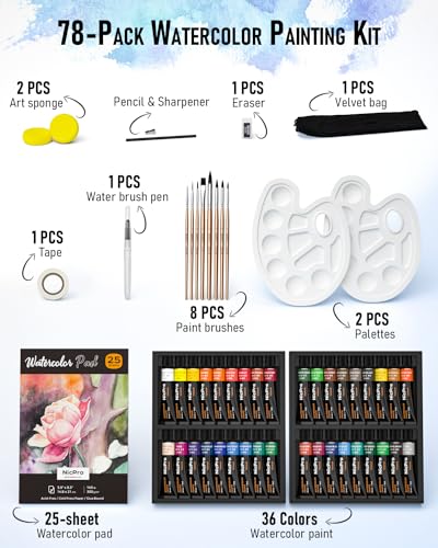 36 Colors Watercolor Paint Set (14.4 Fl Oz)