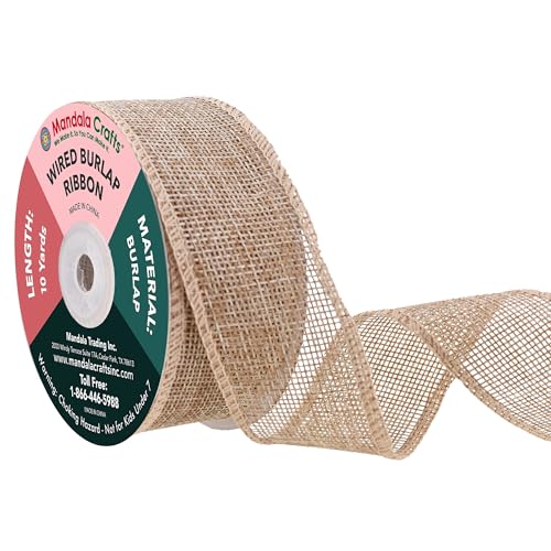 1 1 2 in Wide Natural Wired Burlap Ribbon for Crafts (30 Foot)