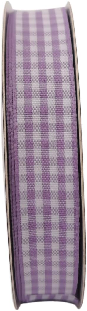 Purple Gingham Plaid Checked Ribbon 25 Yards Each Roll 100% Polyester (5/8",Purple) - Crafty Corner