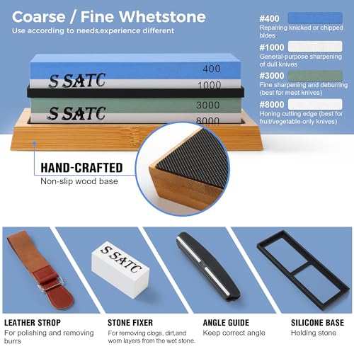 Knife Sharpening Stone Whetstone 4 Side Grit 400