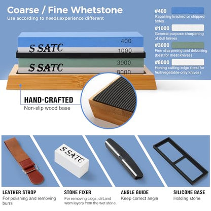 Knife Sharpening Stone Whetstone 4 Side Grit 400