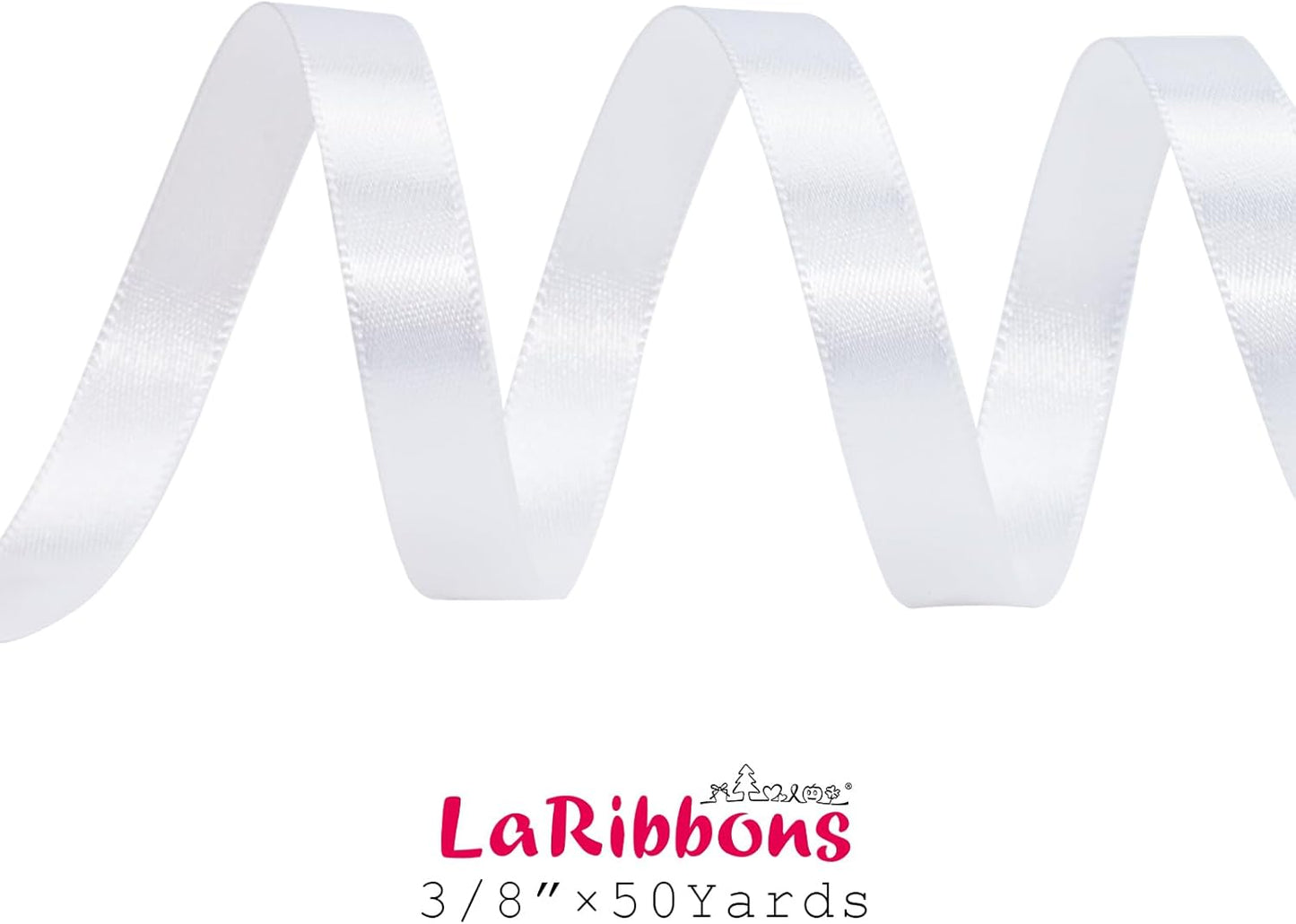 LaRibbons White Satin Ribbon 3/8 Inch 50 Yards Thin Luxury Double Faced Silk Ribbon for Flower Bouquet Crafts Gift Wrapping Wedding Christmas Decoration - Crafty Corner