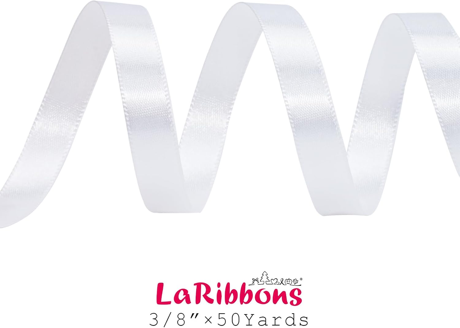 LaRibbons White Satin Ribbon 3/8 Inch 50 Yards Thin Luxury Double Faced Silk Ribbon for Flower Bouquet Crafts Gift Wrapping Wedding Christmas Decoration - Crafty Corner