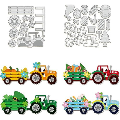 Gift Tractor Cutting Dies for Thanksgiving Day Christmas Card Making Pumpkin Christmas Tree Cut Die for DIY Scrapbooking Journal Embossing Paper Craft Decor
