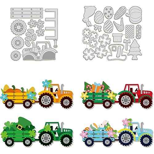 Gift Tractor Cutting Dies for Thanksgiving Day Christmas Card Making Pumpkin Christmas Tree Cut Die for DIY Scrapbooking Journal Embossing Paper Craft Decor