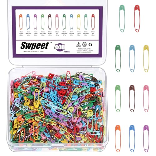440Pcs 19mm 0.75 Inch Colorful Safety Pins Assortment Kit